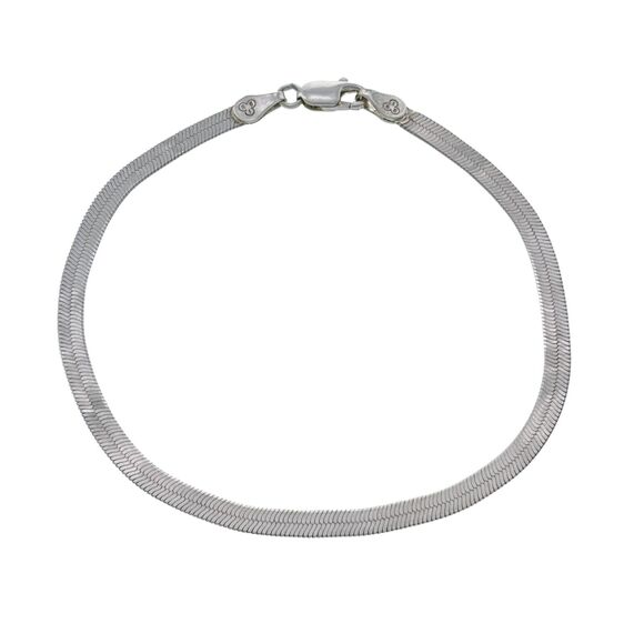 Vintage Italy Sterling Silver 925 3mm Greek Key Herringbone Bracelet 7.5" - Picture 3 of 6